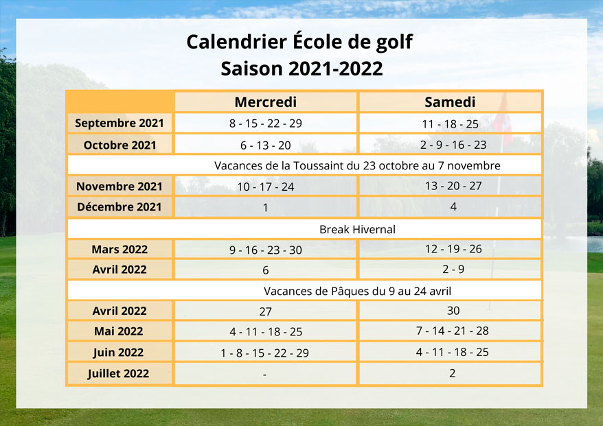 calendrier et horaires saison 2020-2021